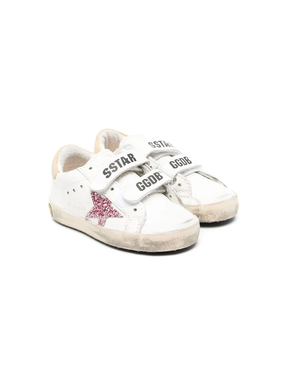 

Golden Goose Kids logo-print touch-strap trainers - White