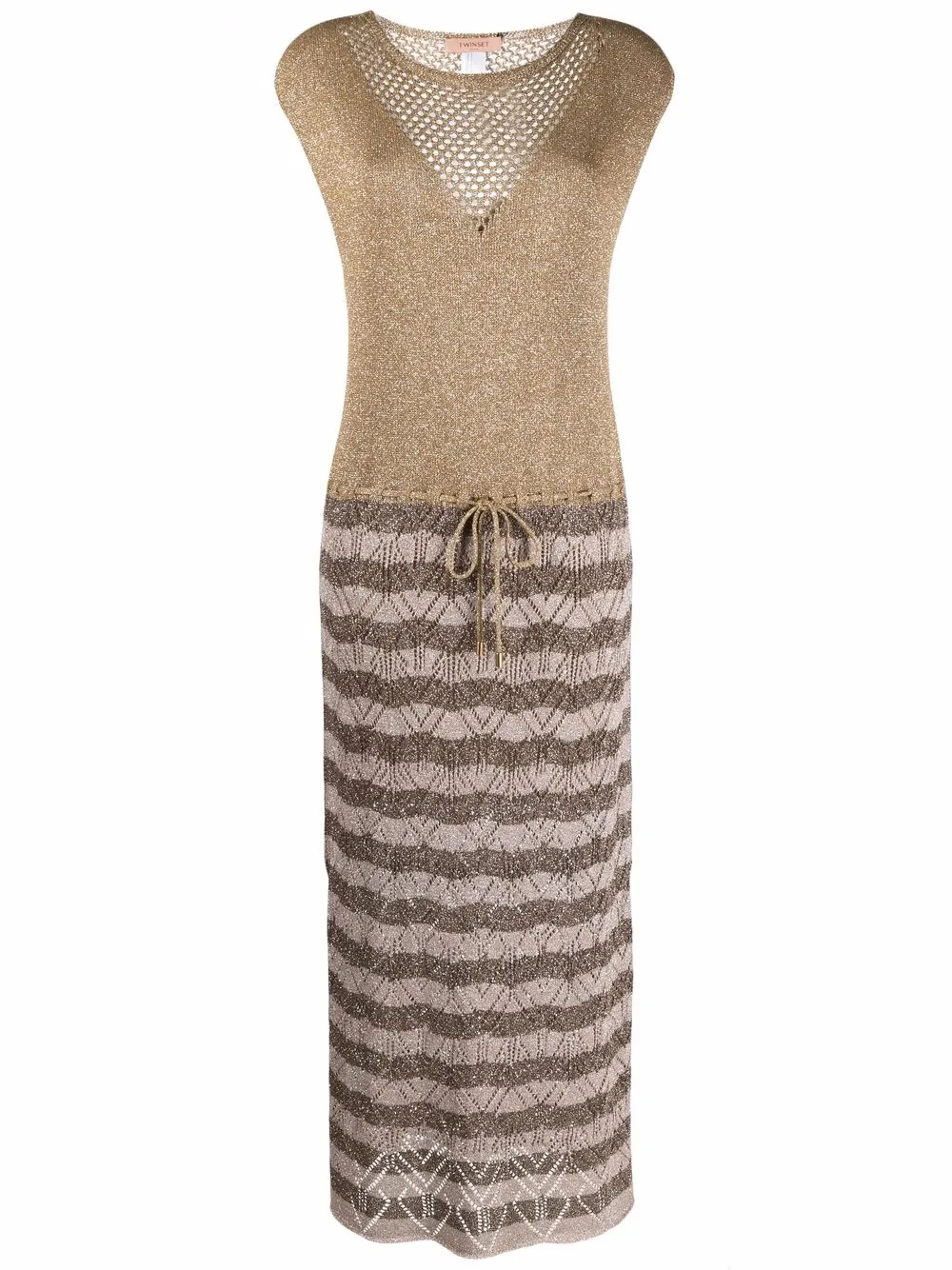 

TWINSET vestido midi con cordones - Dorado