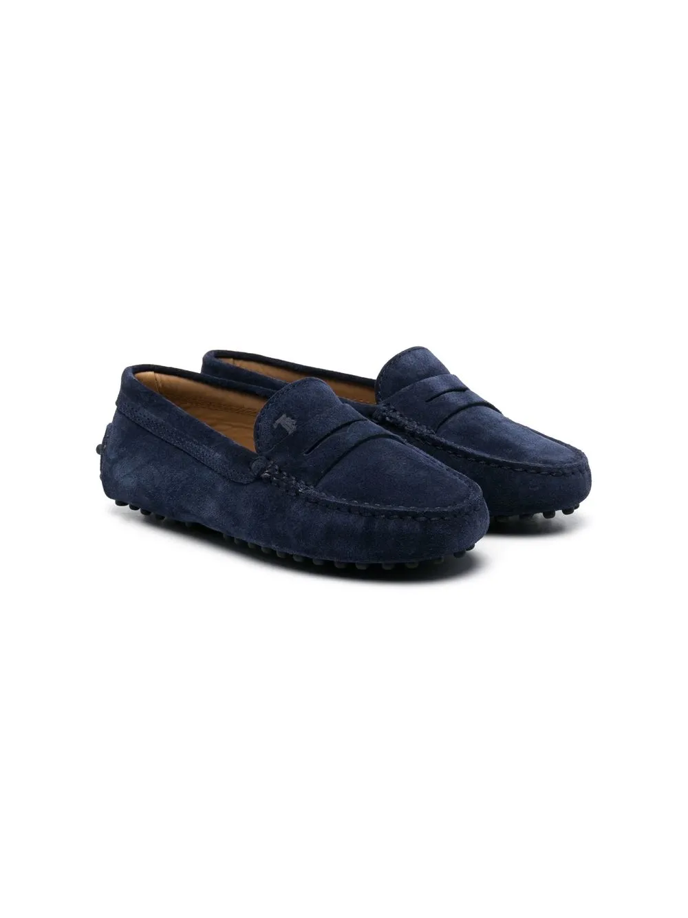 Tod's Kids' Gommino Round Toe Loafers In Blue