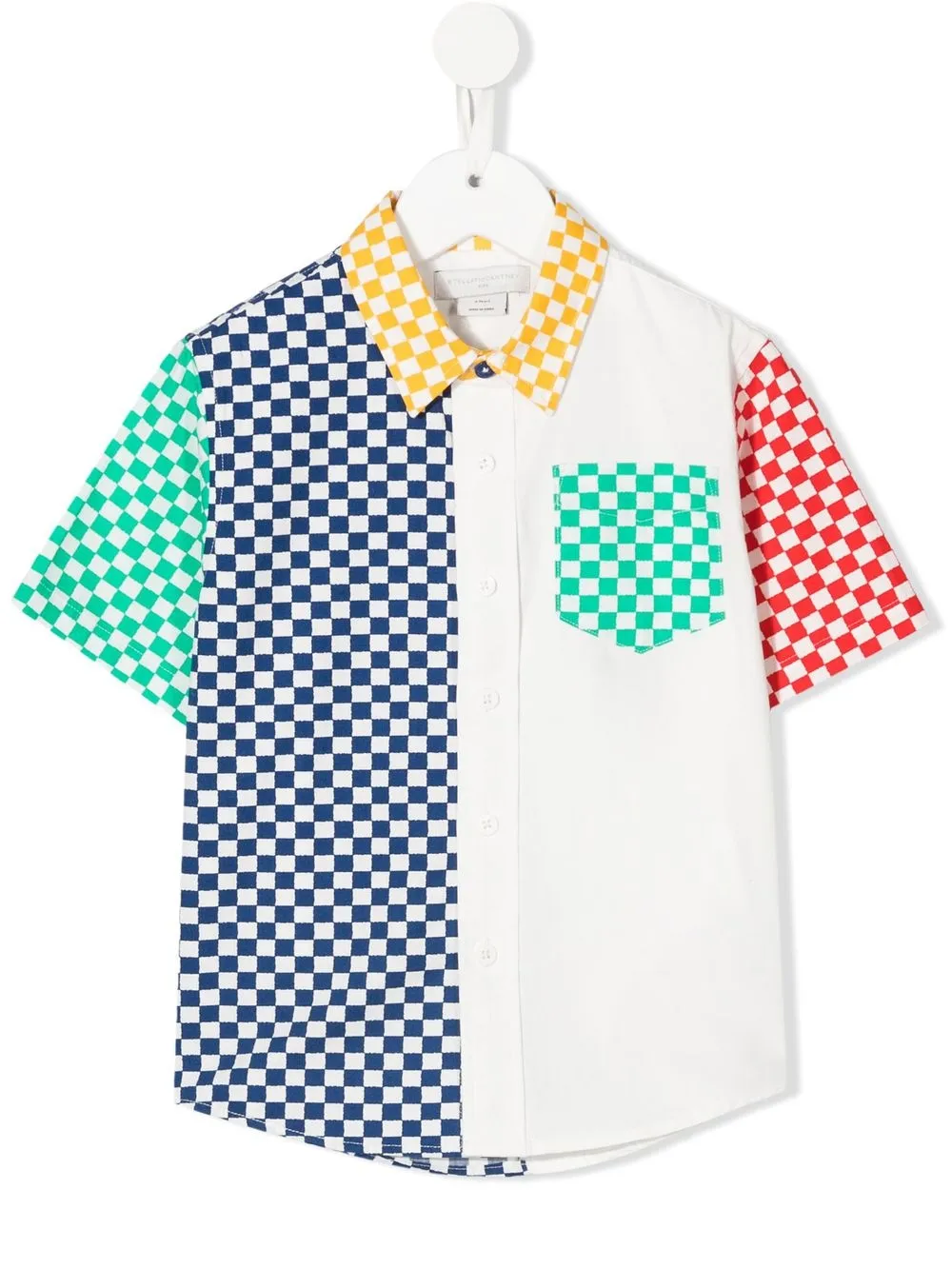 

Stella McCartney Kids camisa manga corta con cuadros estampados - Blanco