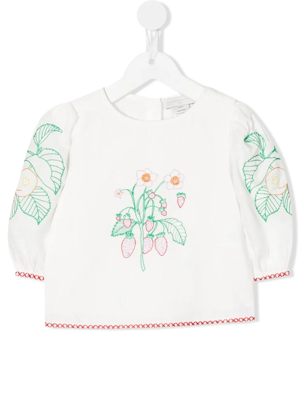 

Stella McCartney Kids blusa bordada con cuello redondo - Blanco