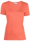 Closed V-neck linen T-shirt - Orange