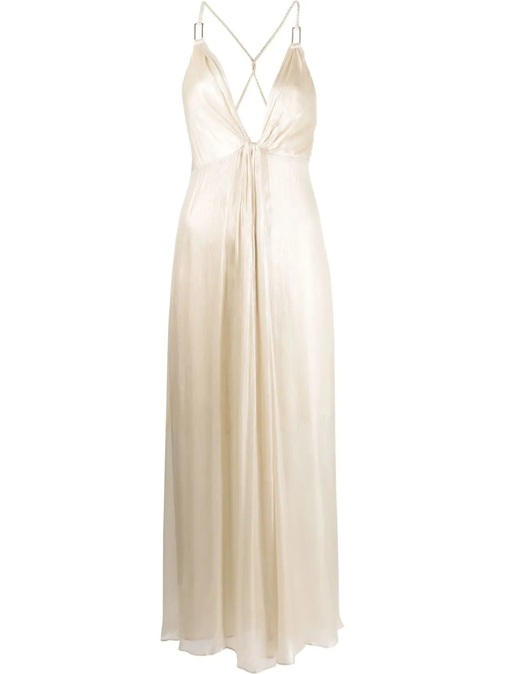 

Mes Demoiselles metallic draped V-neck dress - Gold