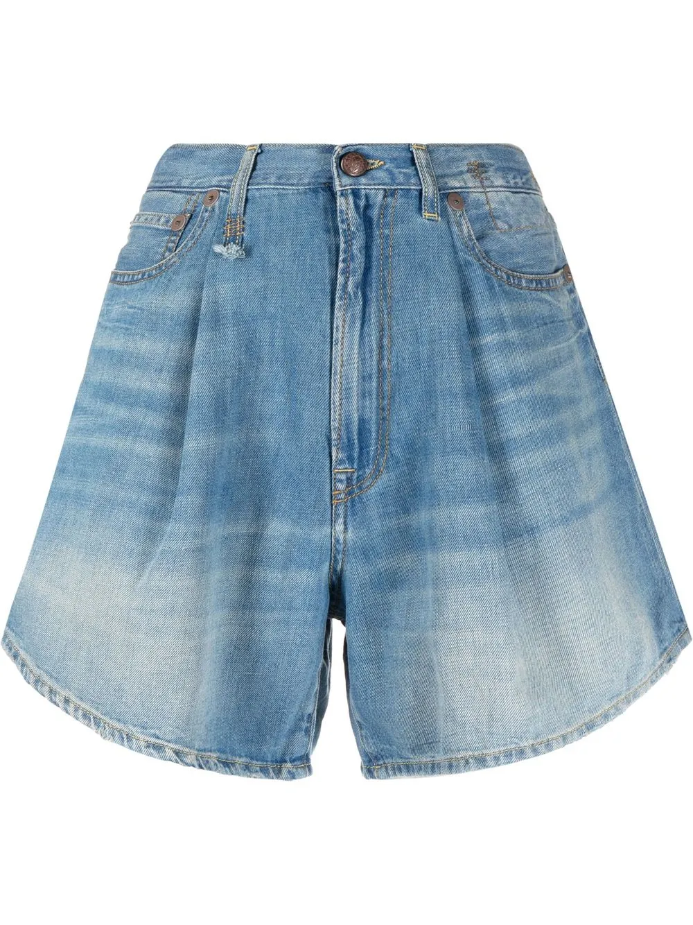 

R13 curved hem denim shorts - Blue