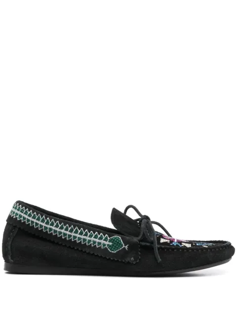 ISABEL MARANT embroidered suede loafers