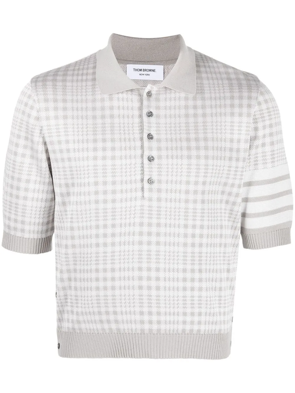 

Thom Browne check-print polo shirt - Grey