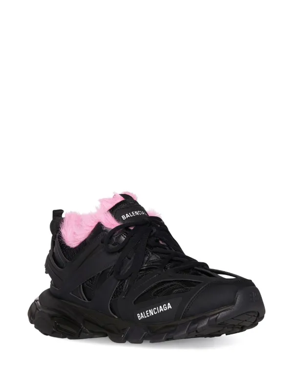 BALENCIAGA Track スニーカー ピンク ブラック 39 Balenciaga Track Faux fur-lined Sneakers | Black | FARFETCH