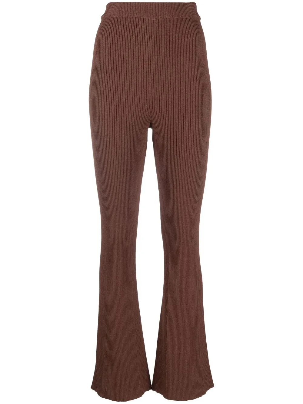 Shop Aeron Ribbed-knit Flared Trousers In Brown