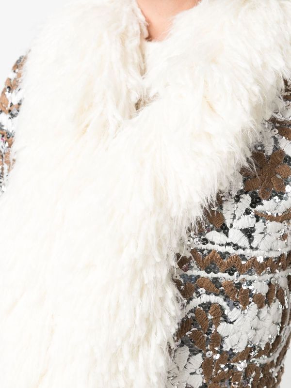 Giambattista Valli embroidered-design faux-fur Trim Coat - Farfetch