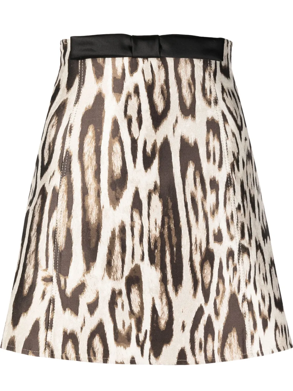 Giambattista Valli Bow-detail Animal-print Skirt In Neutrals