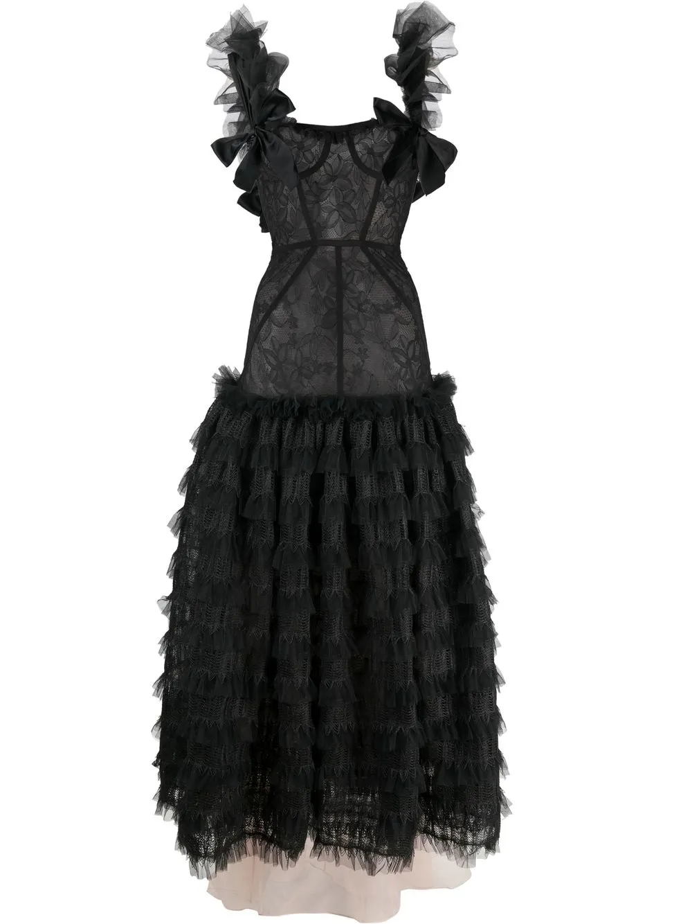 

Giambattista Valli ruffled-skirt corset gown - Black