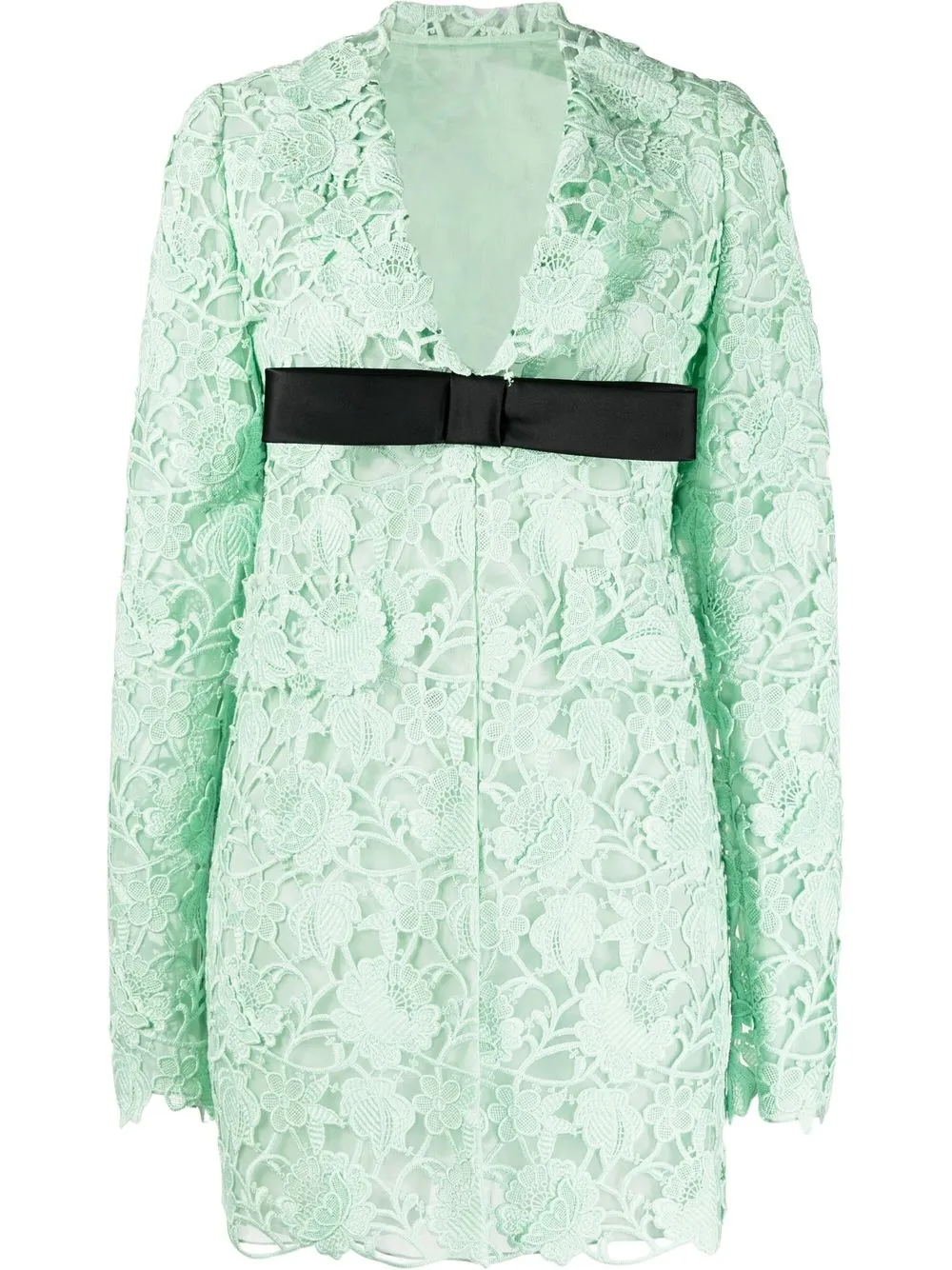 

Giambattista Valli floral-lace bow-detail coat - Green