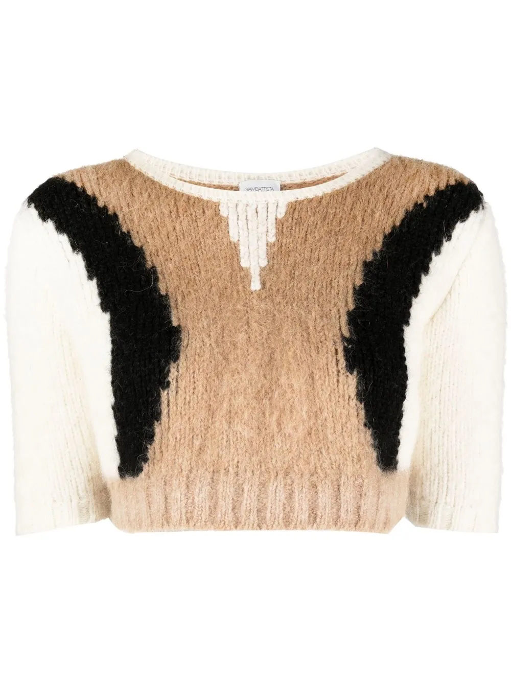 

Giambattista Valli panelled wool-blend knitted top - Neutrals