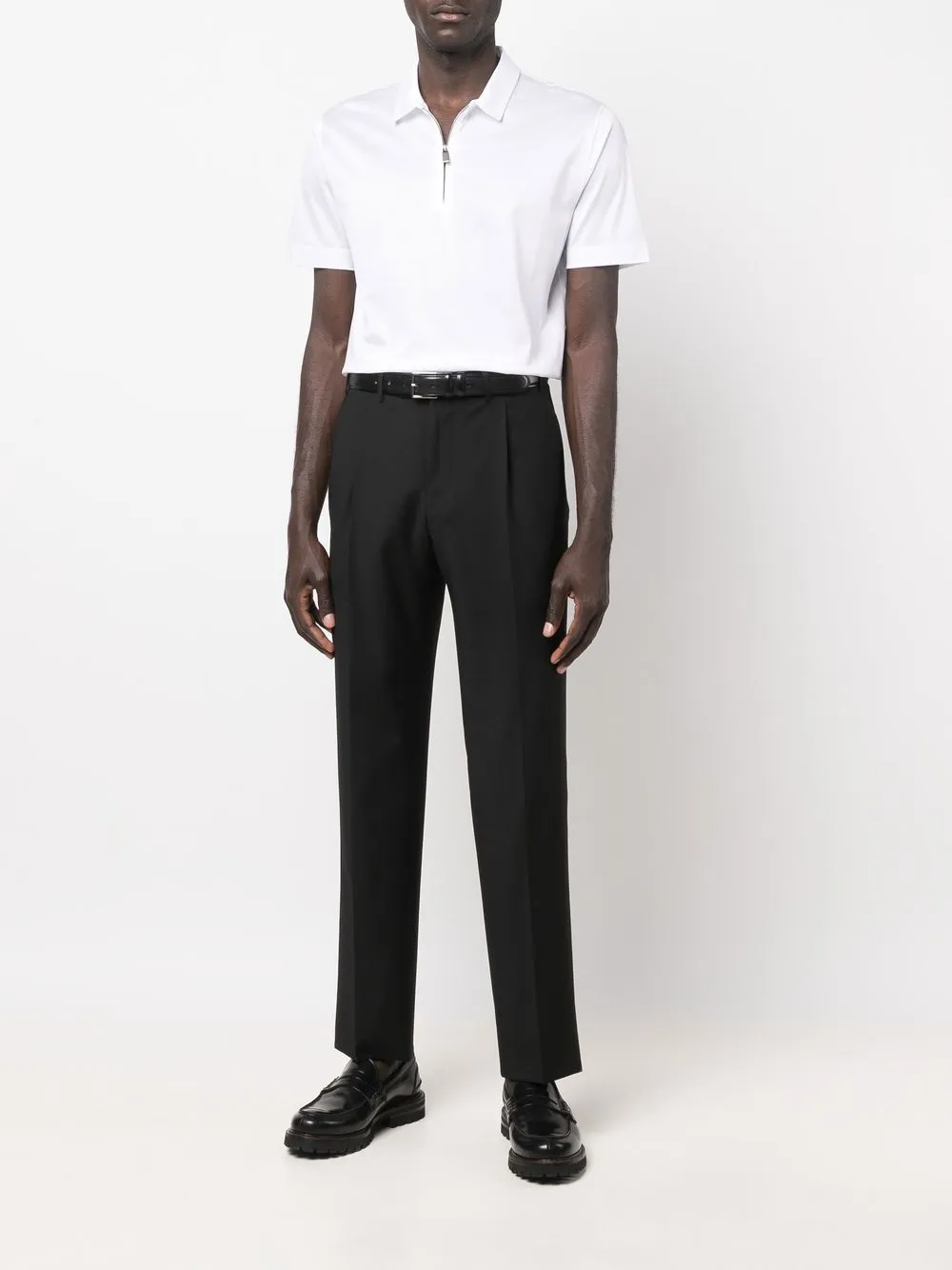 Canali Poloshirt met rits - Wit