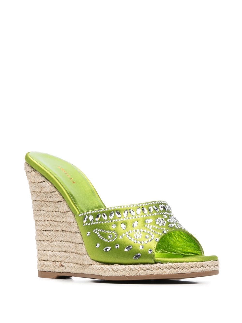 Shop Le Silla Cristal-embellished Wedge-heel Sandals In Green
