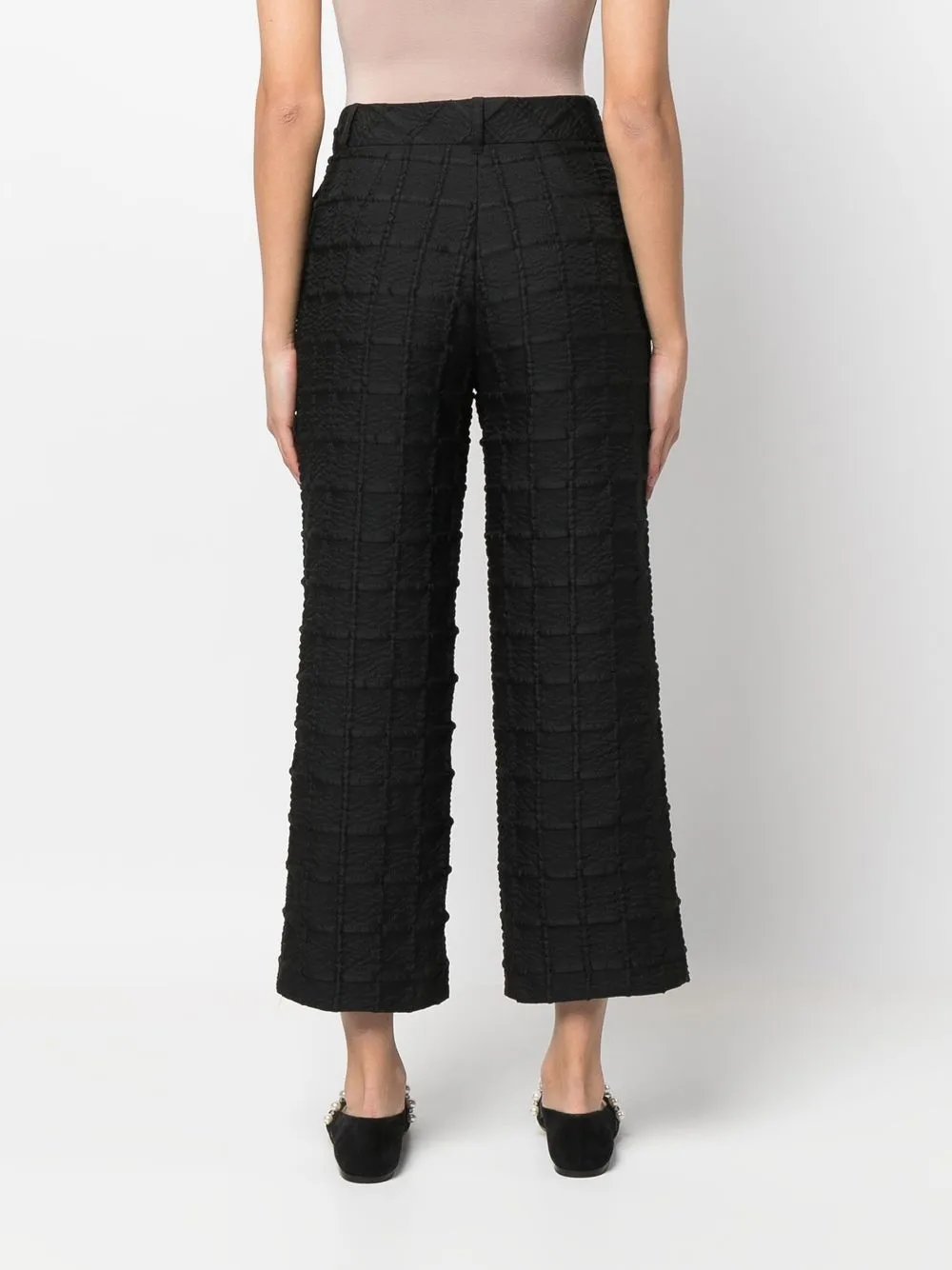 Shop Cecilie Bahnsen Jaylee Mid-rise Cropped Trousers In Black