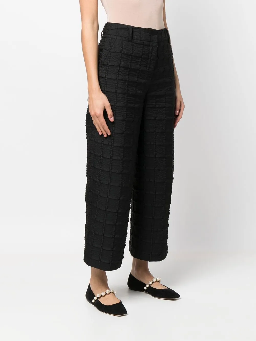 Shop Cecilie Bahnsen Jaylee Mid-rise Cropped Trousers In Black