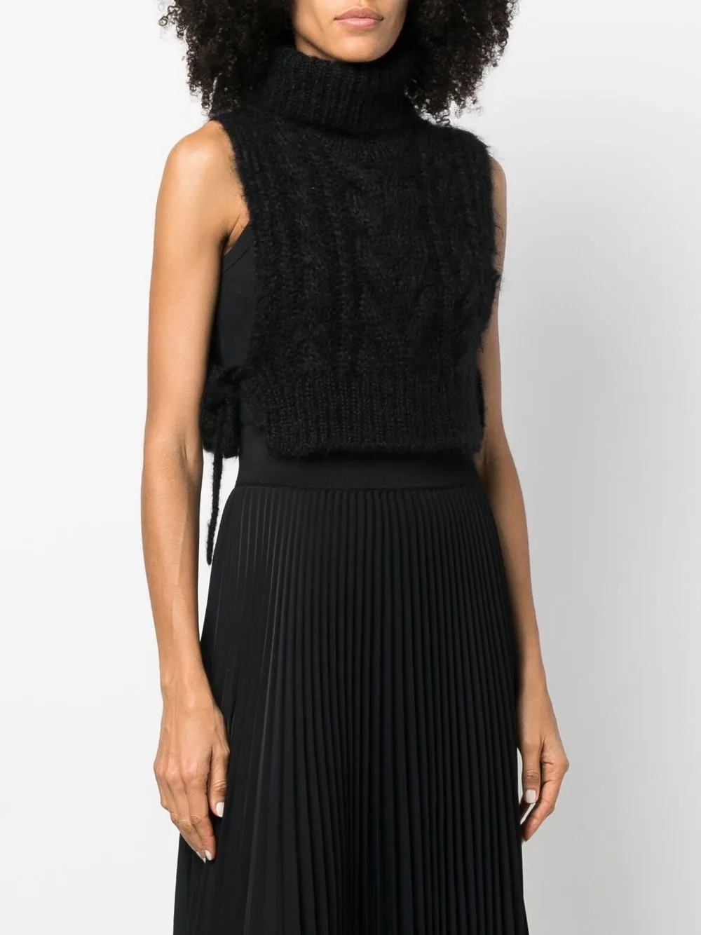 Cecilie Bahnsen Ivanka Knitted Cropped Top In Black