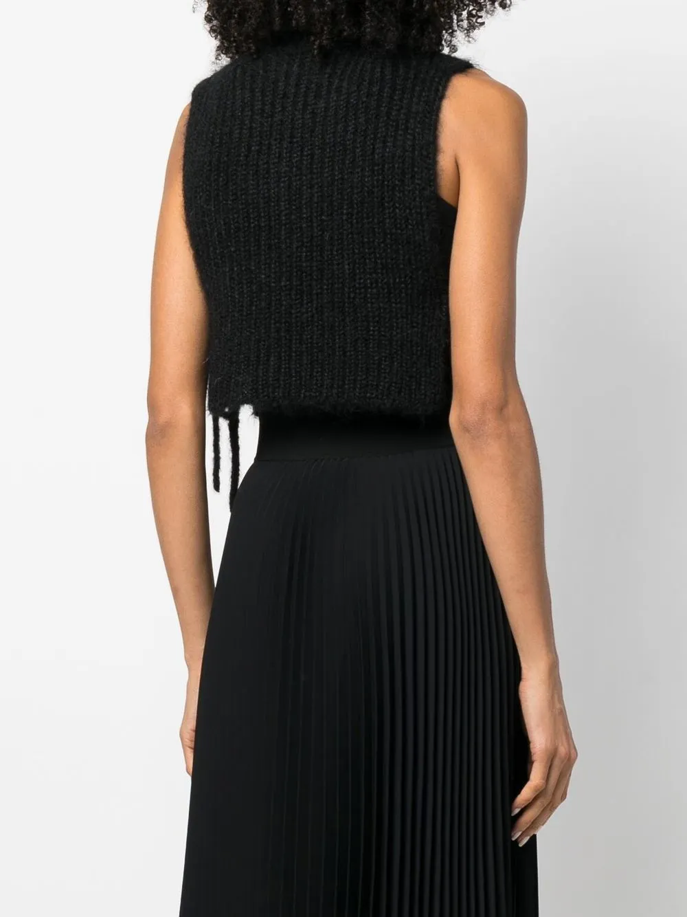 Cecilie Bahnsen Ivanka Knitted Cropped Top In Black