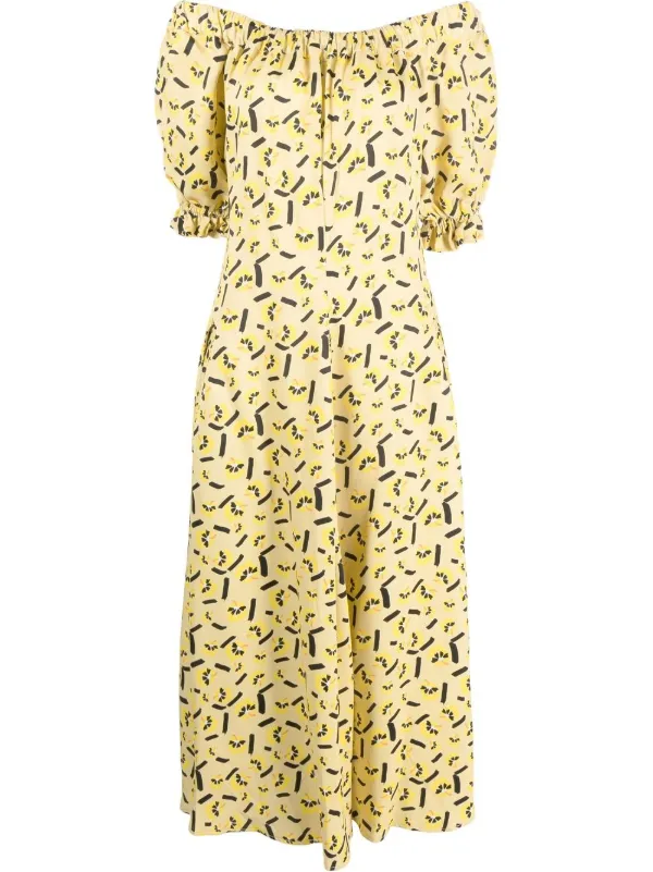 floral-print off-shoulder Dress - Farfetch