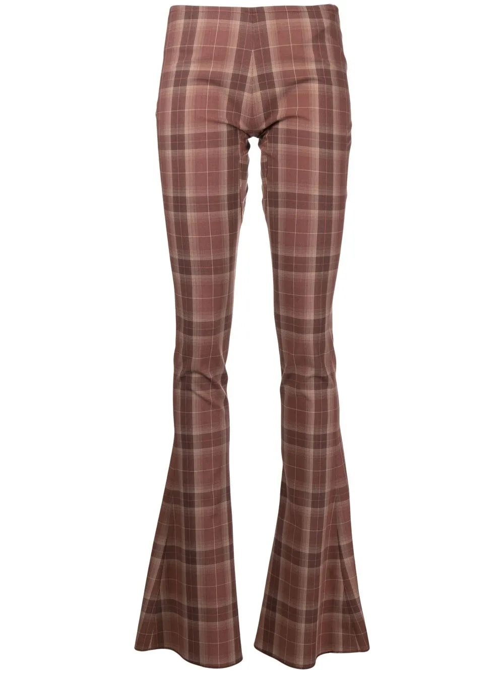 

KNWLS check pattern flared trousers - Brown