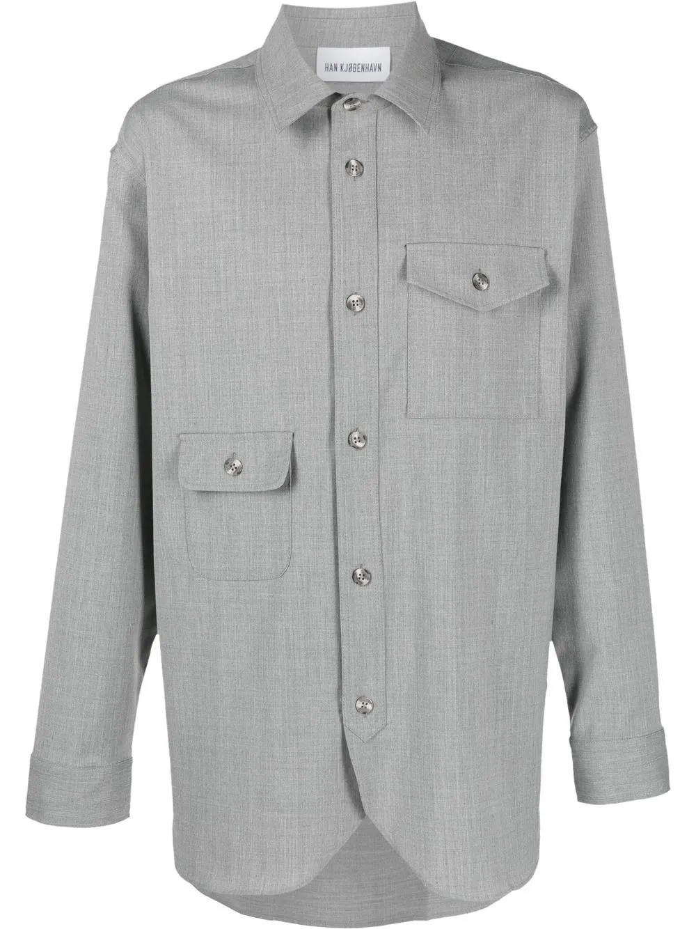 

Han Kjøbenhavn camisa con bolsillos y solapa - Gris