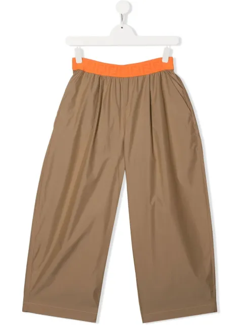 Fendi Kids pantalones anchos con logo en la pretina