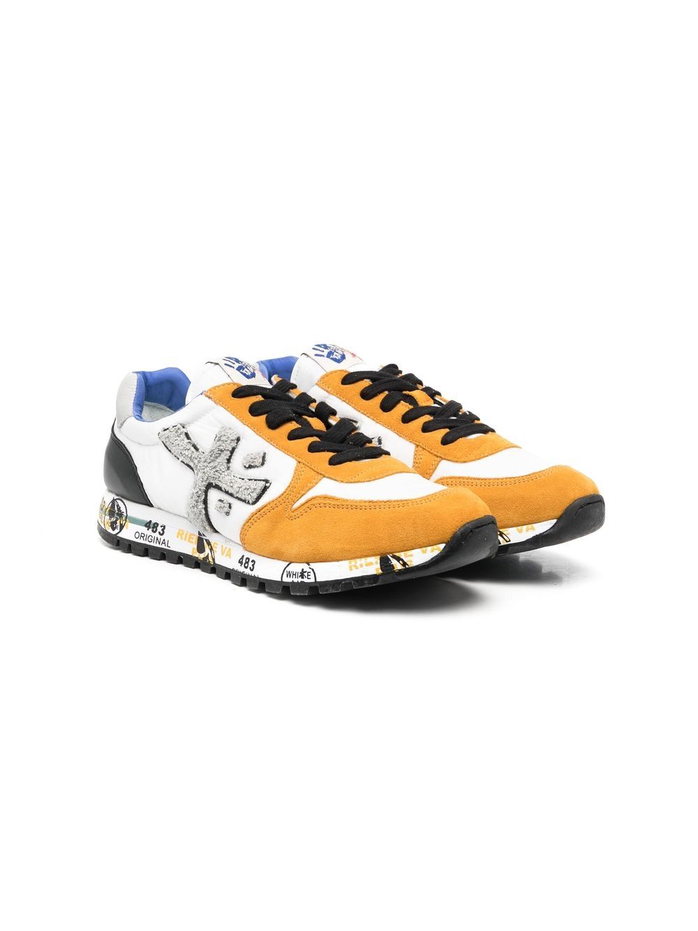 

Premiata Kids tenis bajos con diseño color block - Amarillo