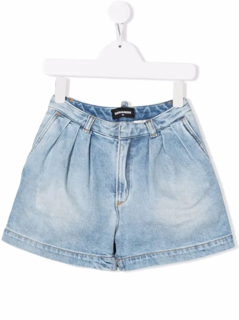 DSQUARED2 KIDS شورت جينز بتصميم فلير