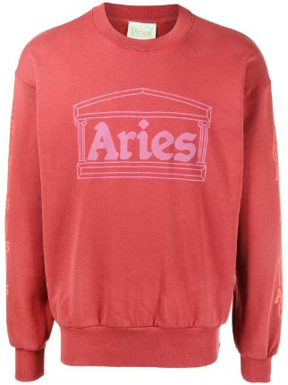 Aries logo-print Cotton Sweatshirt - Farfetch