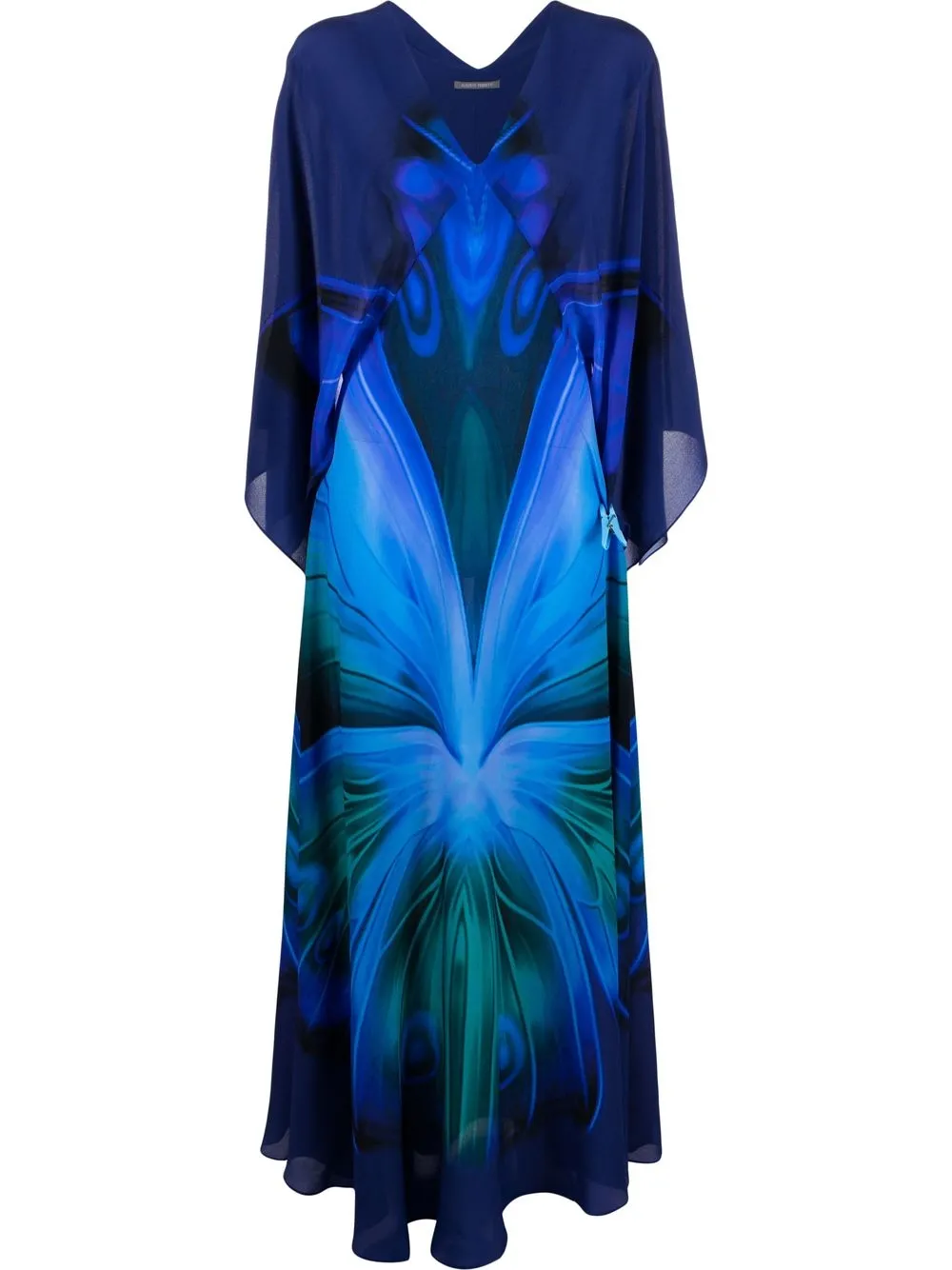 

Alberta Ferretti butterfly-print silk kaftan dress - Blue