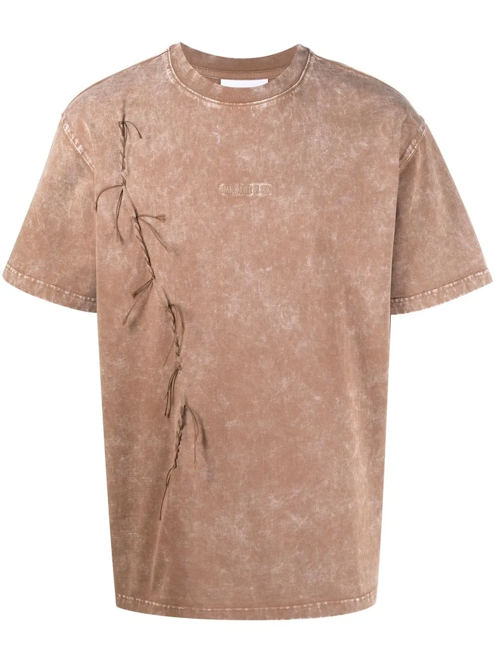 

Han Kjøbenhavn woven-detail acid-wash T-shirt - Brown