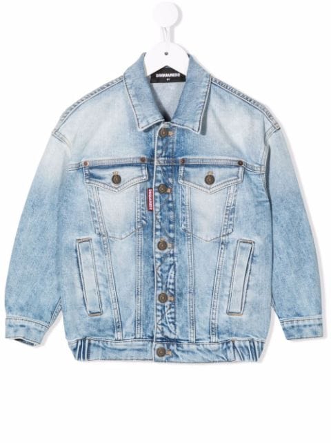 Dsquared2 Kids acid-wash button-up denim jacket