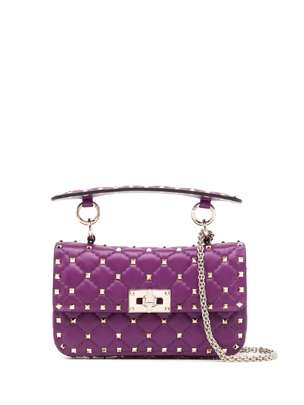 

Valentino Garavani Rockstud quilted top-handle bag - Purple