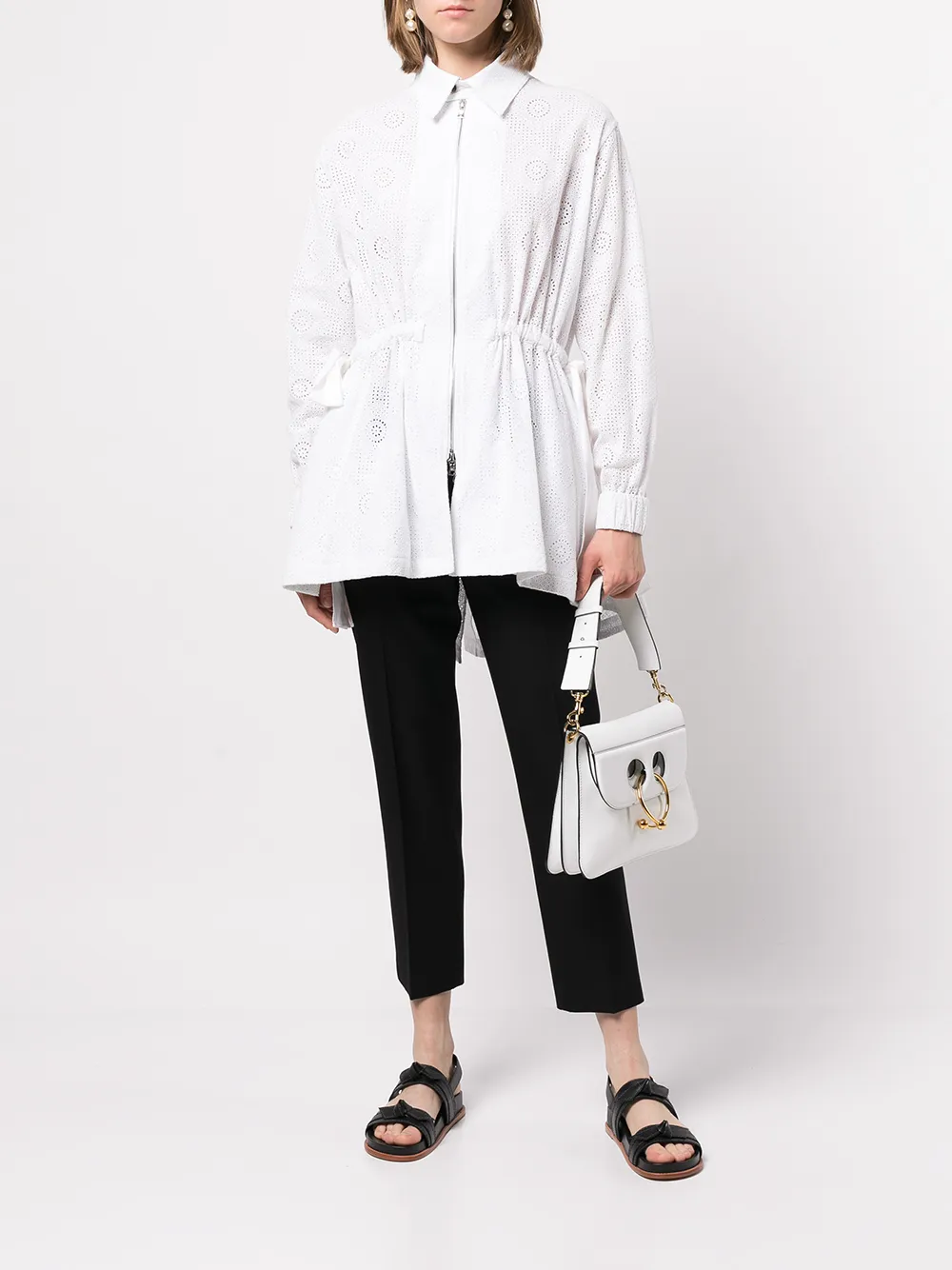 Adam Lippes Broderie anglaise jack met rits - Wit