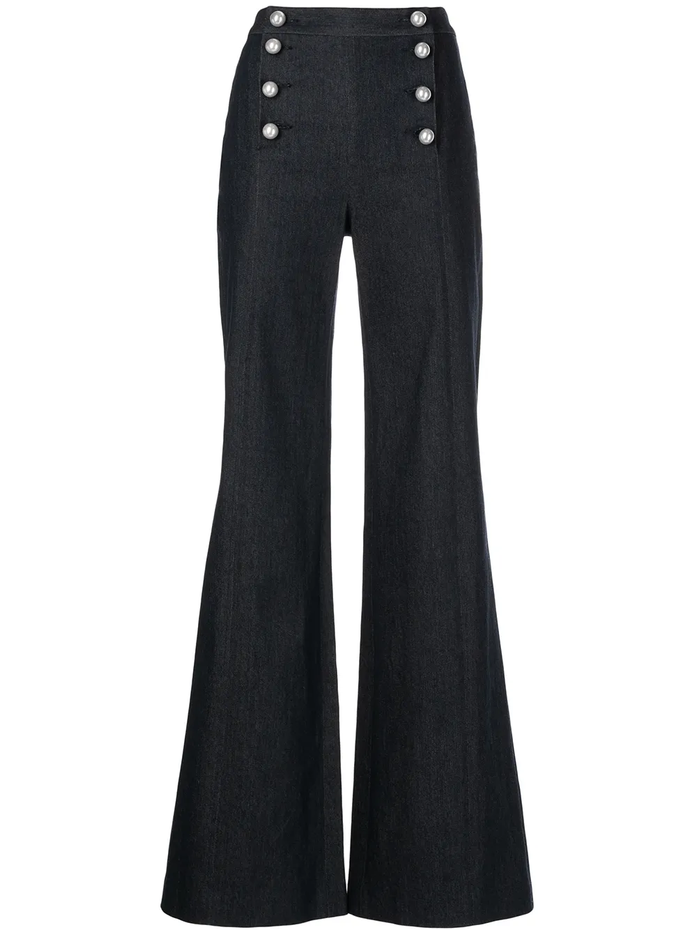 Adam Lippes Buttoned-front Sailor Wide Leg Jeans In Blue