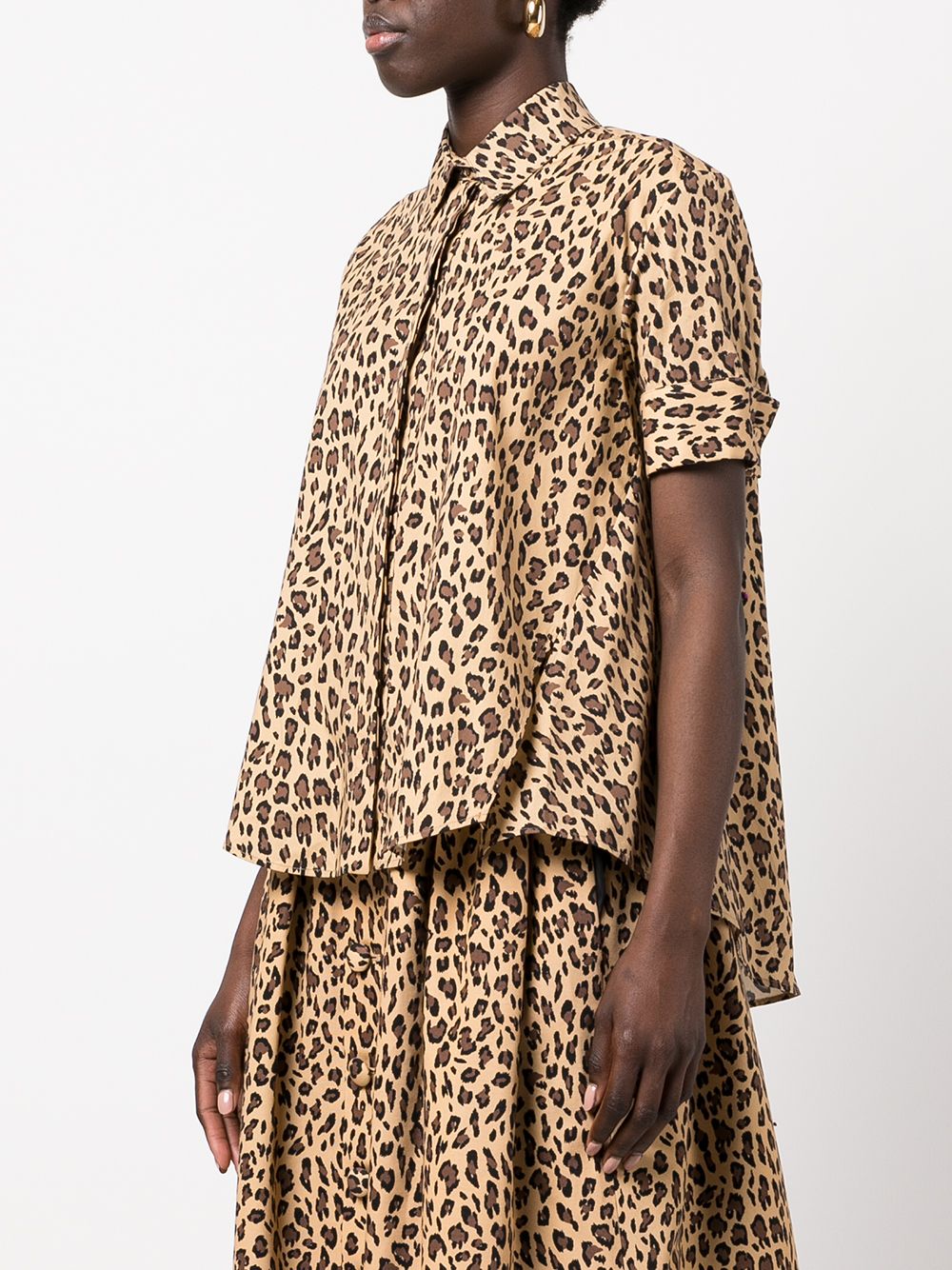 adam lippes leopard-print trapeze shirt - brown
