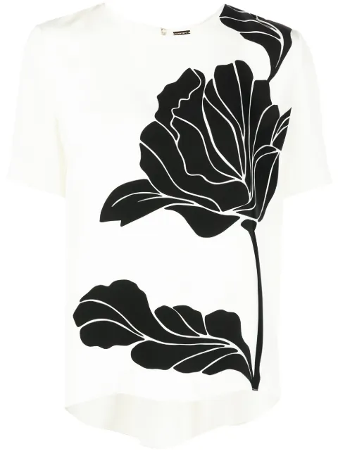 Adam Lippes floral-print short-sleeved silk top