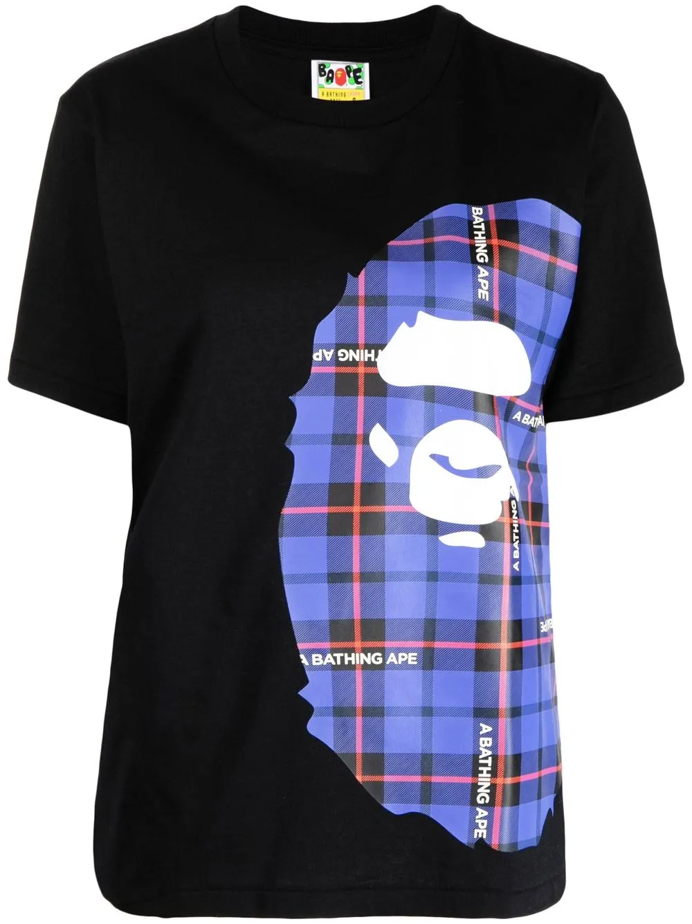 A Bathing Ape Tartan Check Logo-print T-shirt In Schwarz