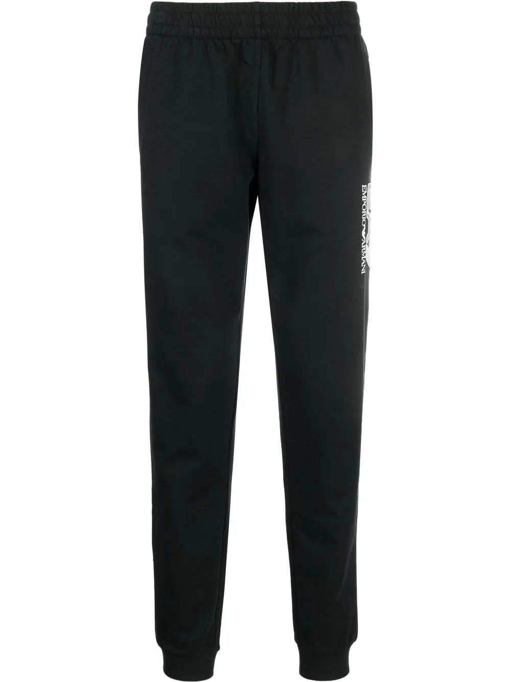 

Ea7 Emporio Armani logo-print cotton track pants - Black