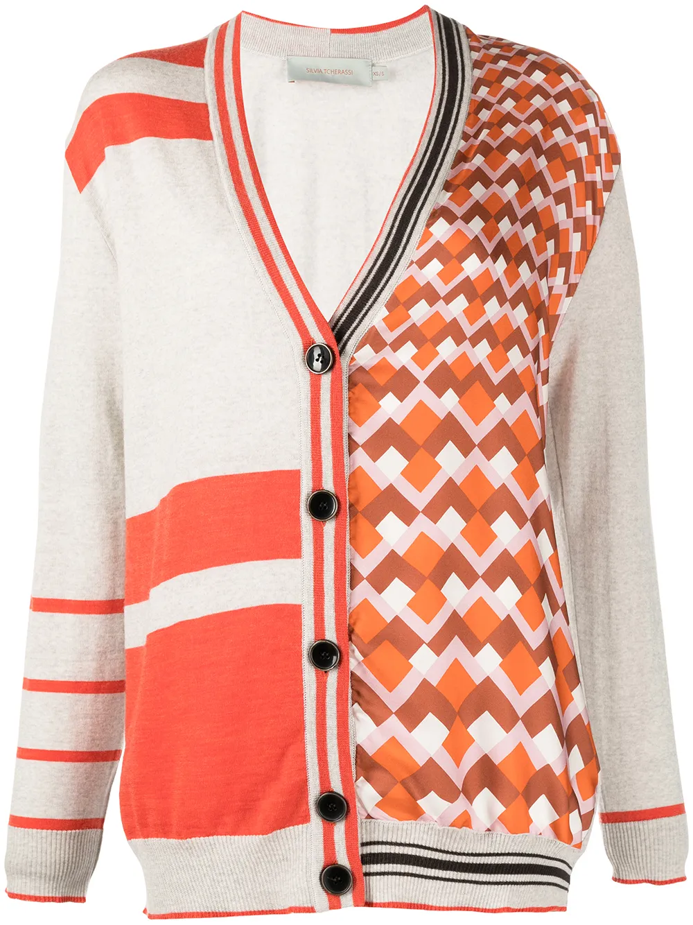 

Silvia Tcherassi Germana geometric-pattern cardigan - Orange