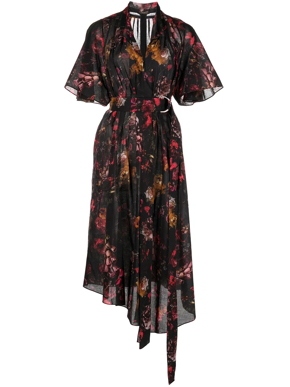 

Adam Lippes vestido midi asimétrico con estampado floral - Negro