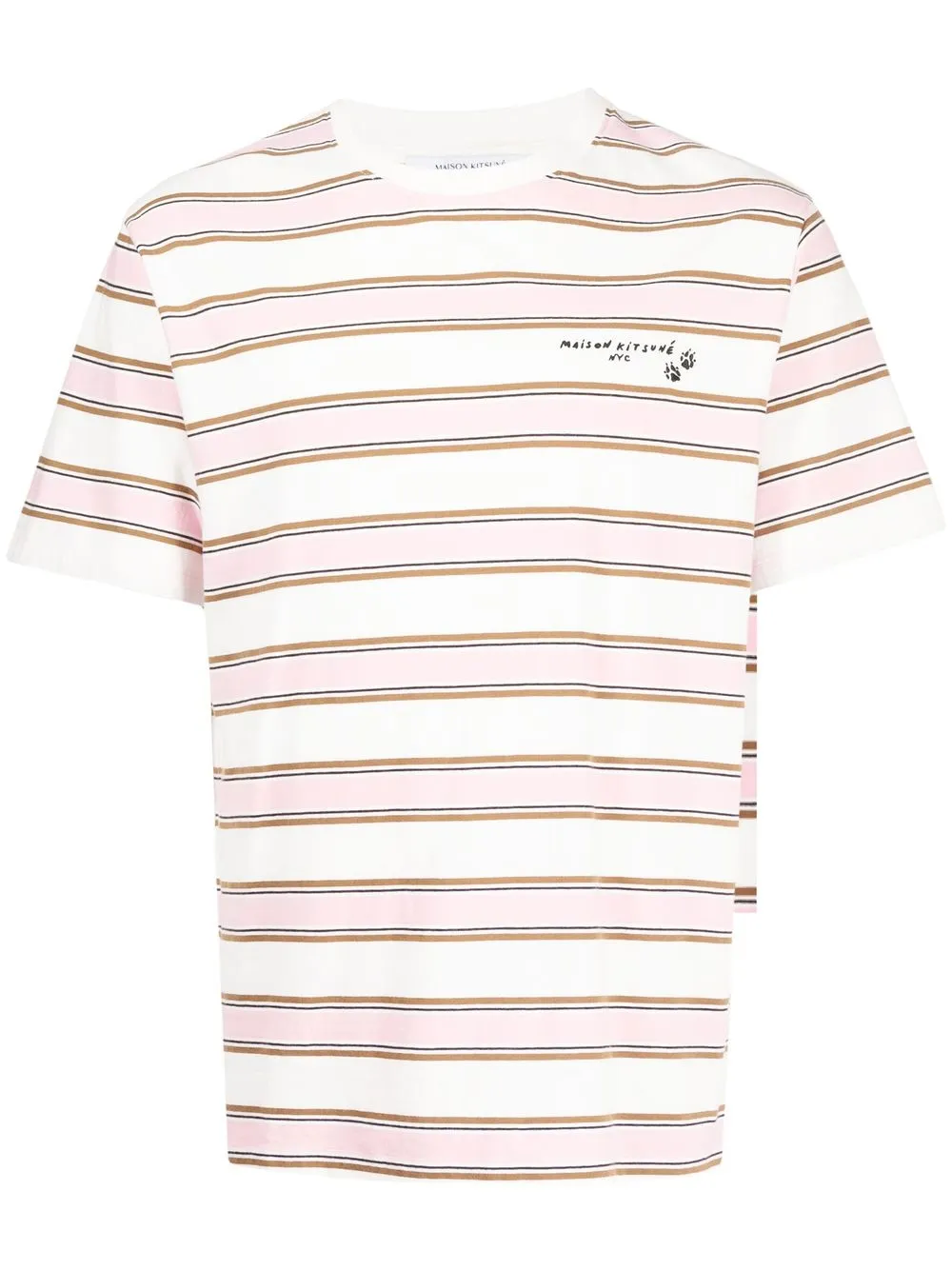 Maison Kitsuné playera con rayas estampadas - Rosado