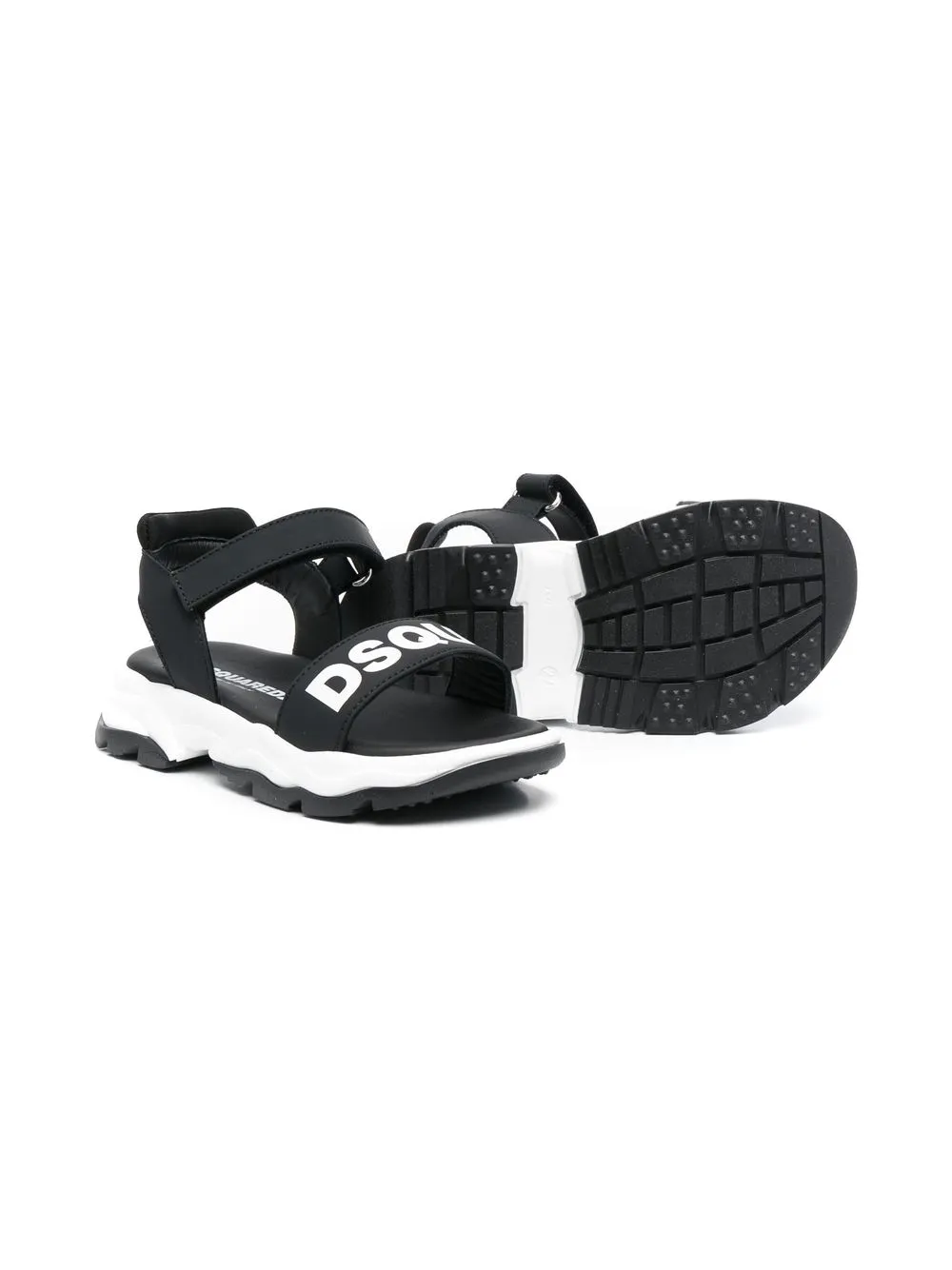 Dsquared2 Logo-print Touch-strap Sandals In Black