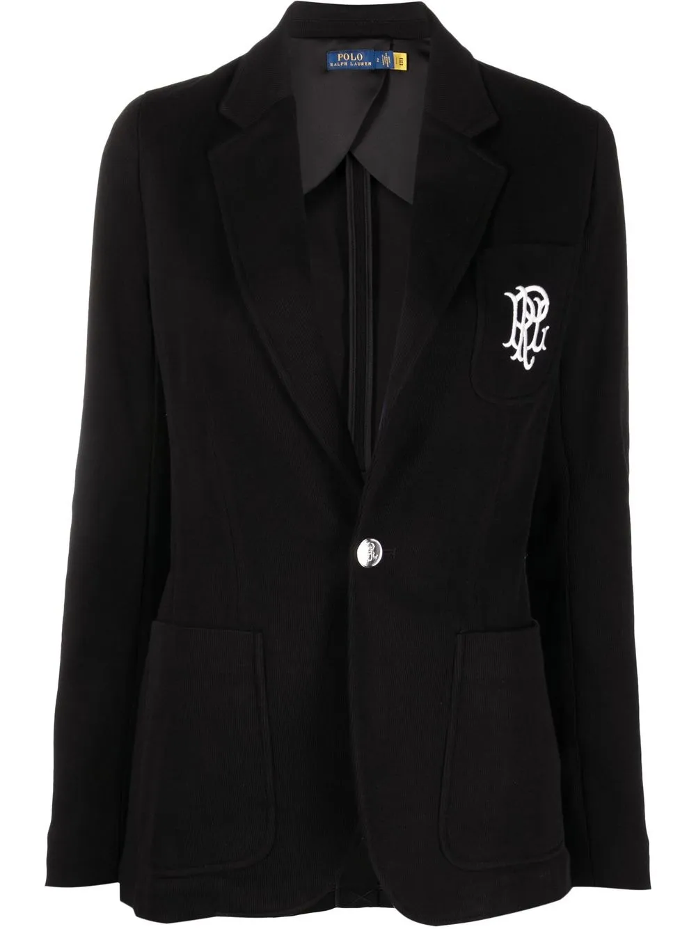 Polo Ralph Lauren Embroidered-logo Single-breasted Blazer In Schwarz