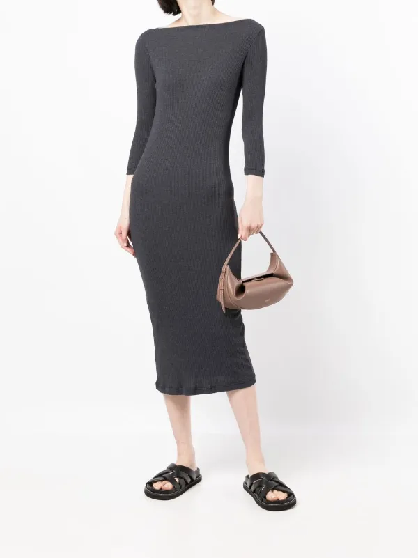 James Perse Ribbed Boat-Neck Midi Dress - Blue