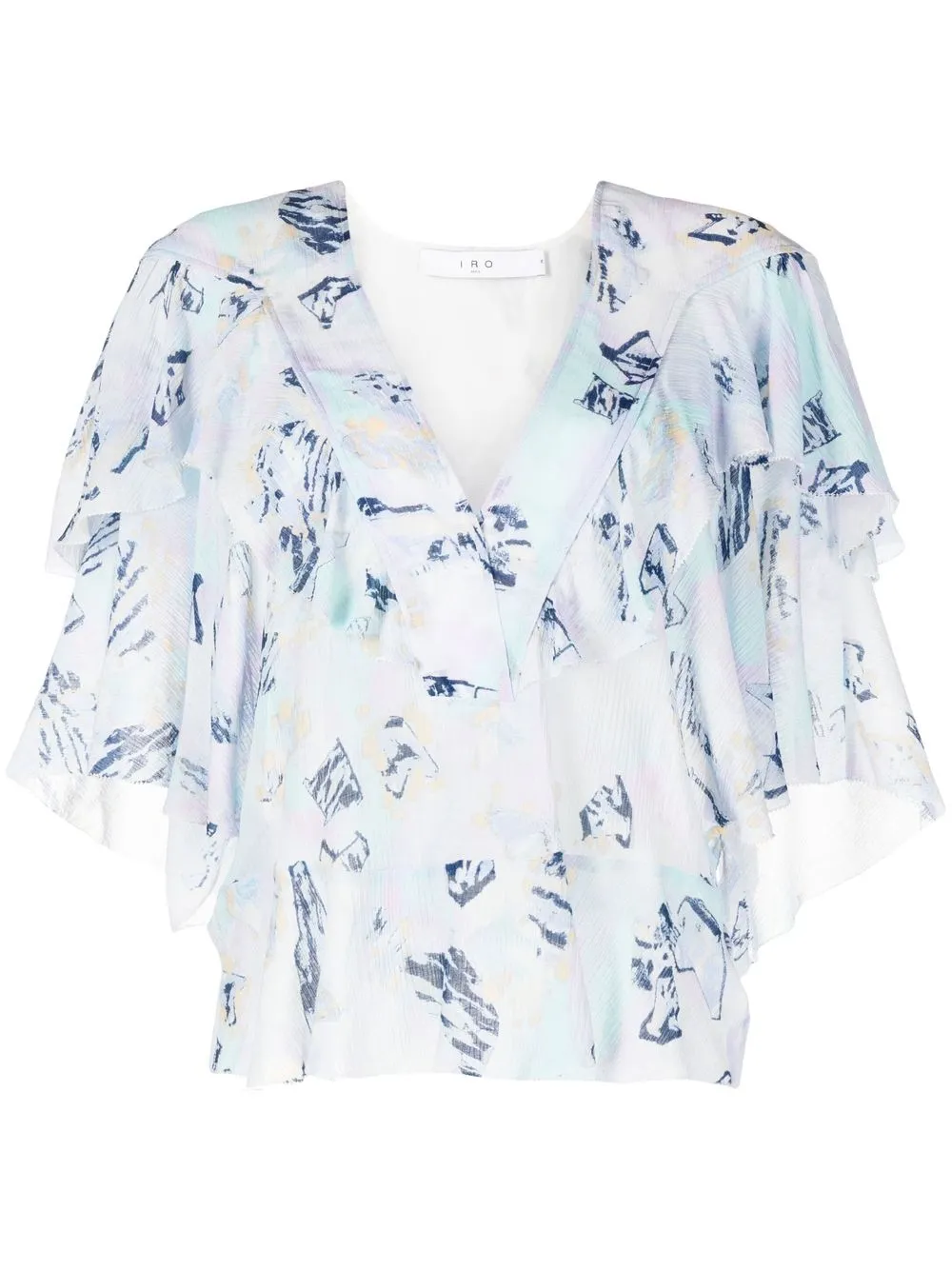 

IRO abstract-print ruffle detail blouse - Blue