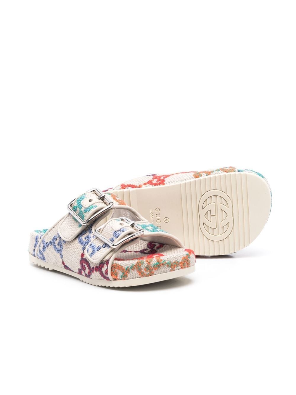 Image 2 of Gucci Kids GG logo double-buckle sandals