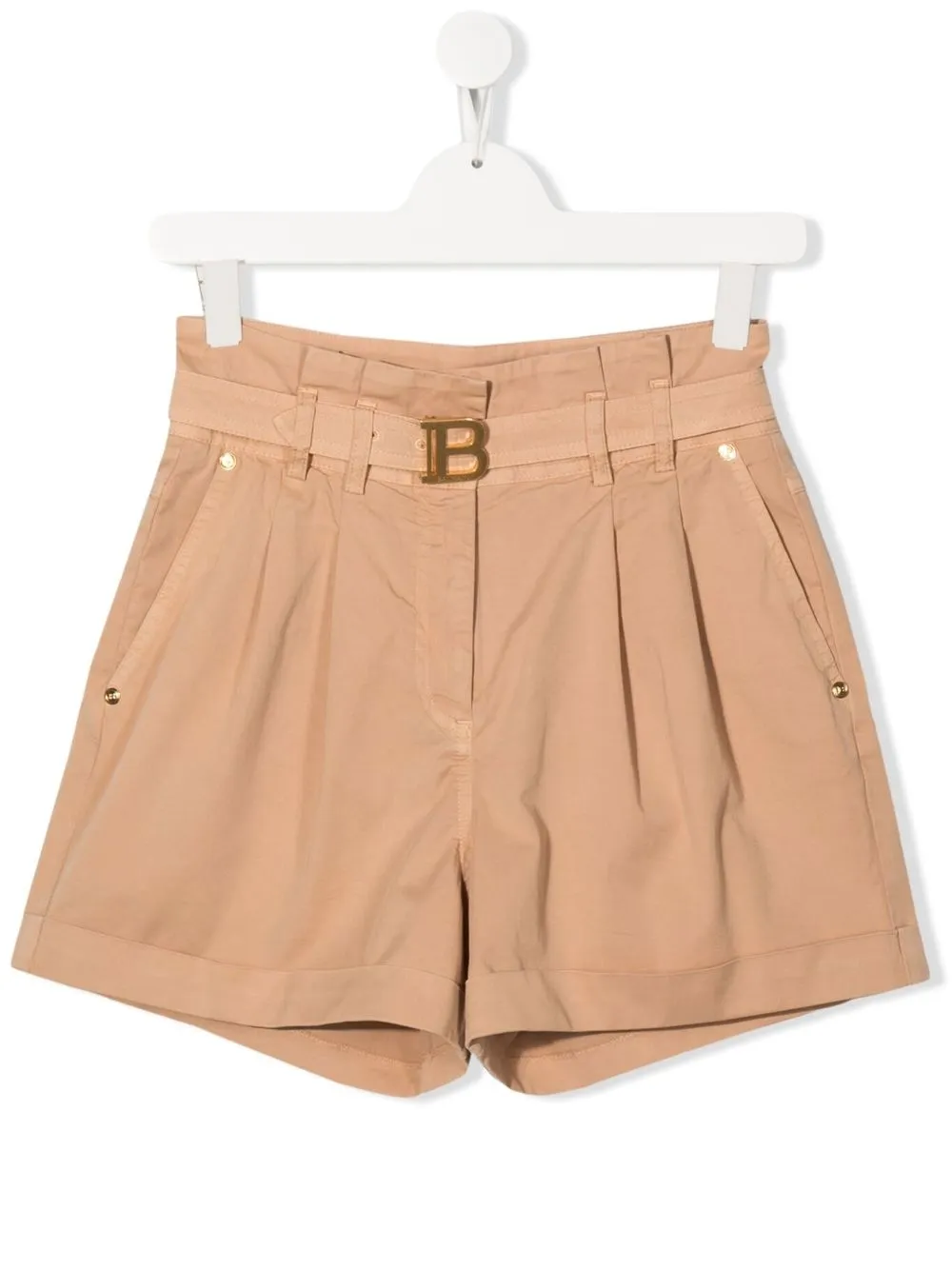 

Balmain Kids shorts de tiro alto con placa del logo - Neutro