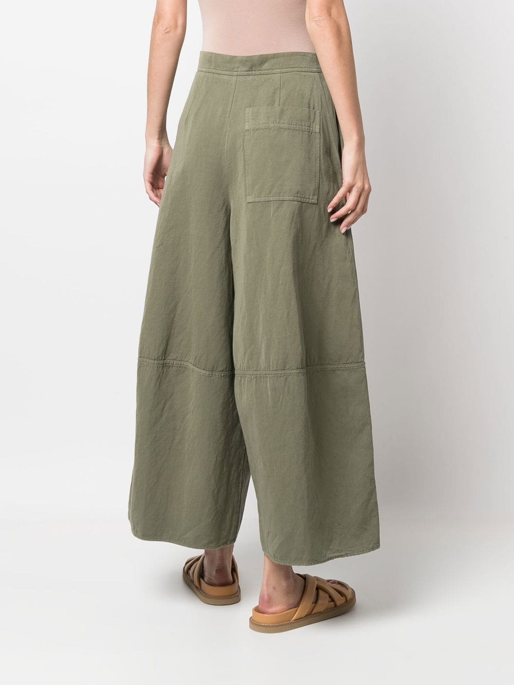 Shop Stefano Mortari High-waist Wide-leg Trousers In Green